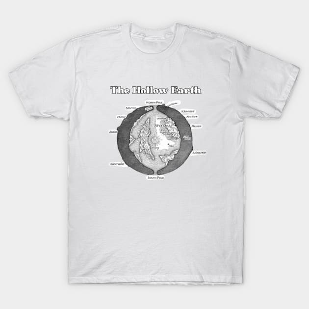 The Hollow Earth Map T-Shirt by Desert Owl Designs